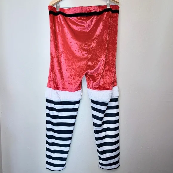 Santa Plus Size Velvet Fuzzy Striped Sequin Leggings Christmas Pullon Pants - Picture 3 of 13